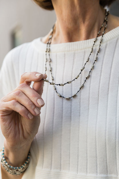 Zinc/Silver Circular Bead Adjustable Necklace