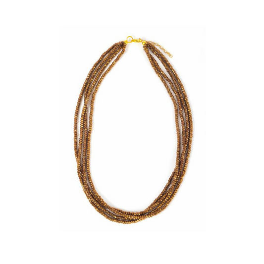 Crystal - Amber Crystal Small Bead Multi-Strand Necklace