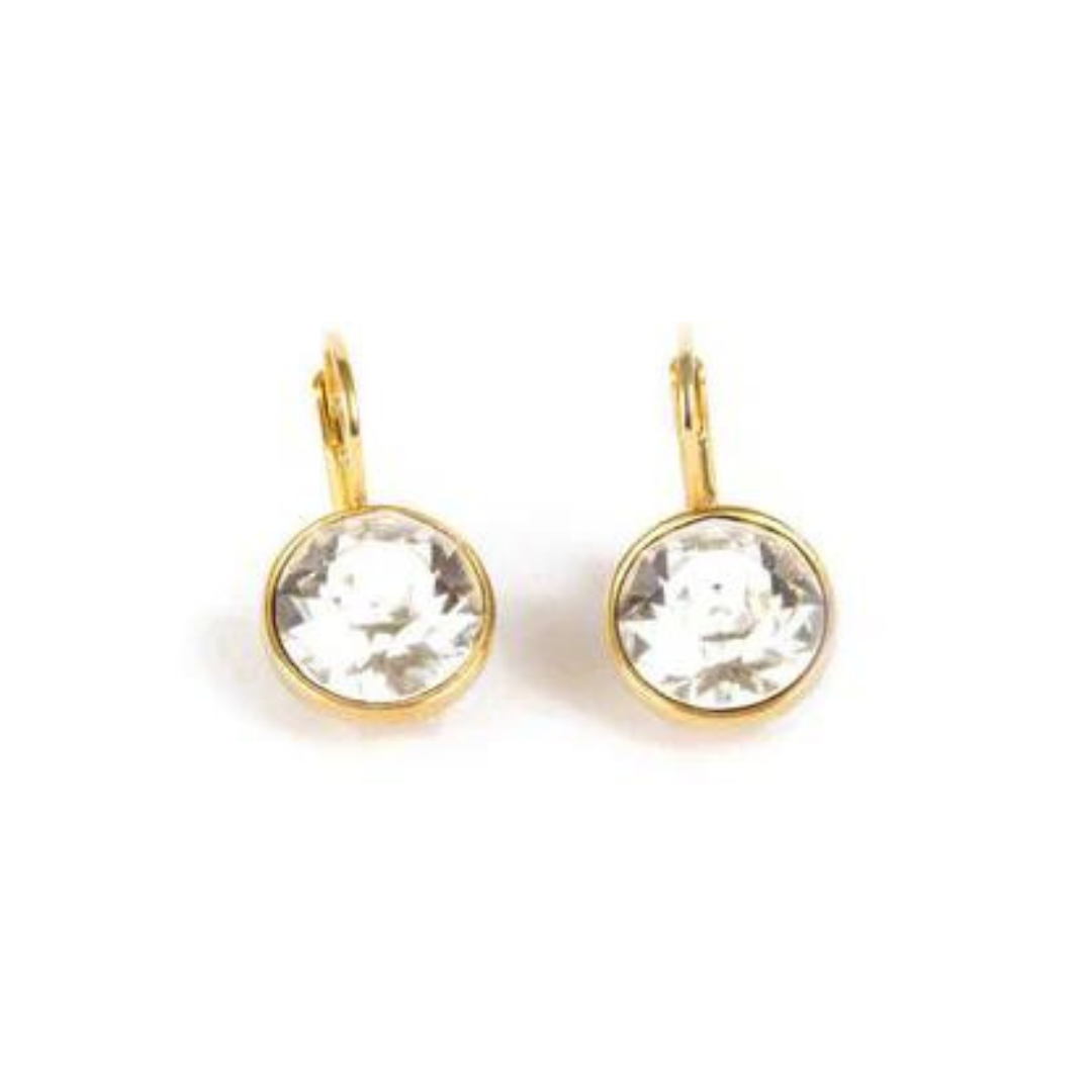Clear Crystal Lever Back Earrings Gold Fill (also available in silver)