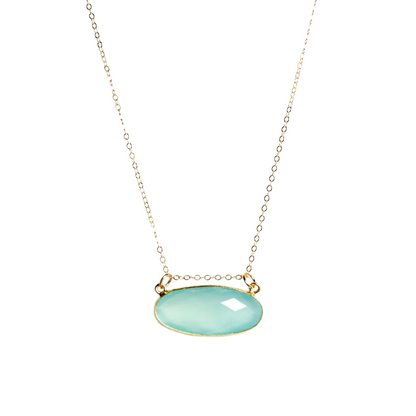 Chalcedony Horizontal Floating Pendant Necklace (available in silver and 14k gold fill)