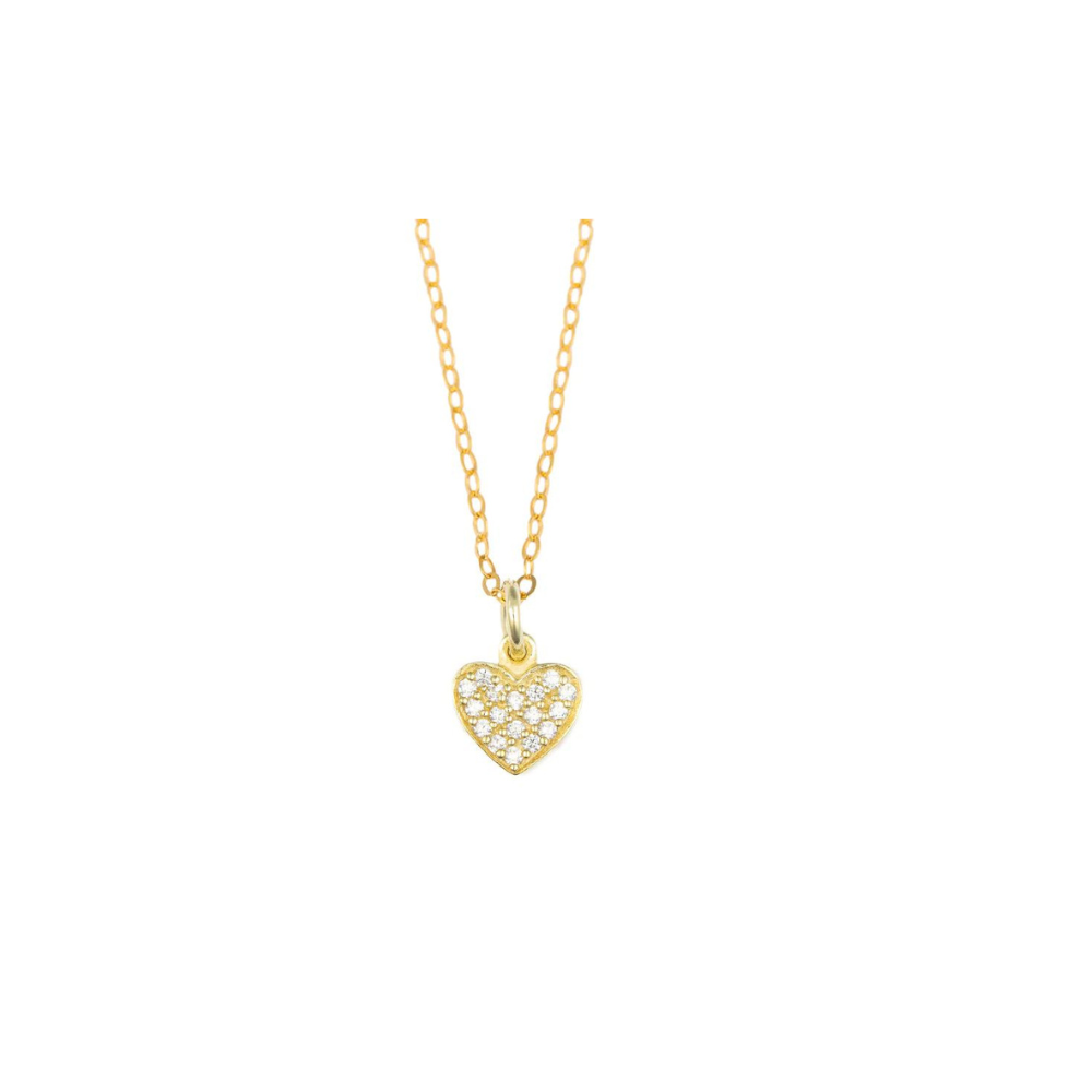 Crystal Small Heart Pendant Necklace 14k Gold Fill