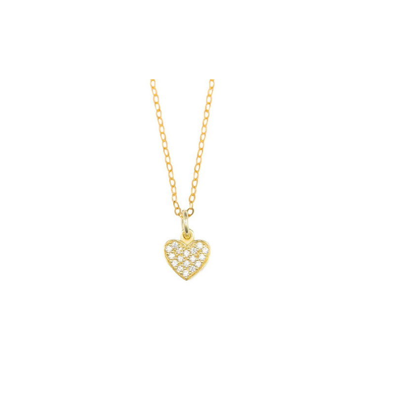 Crystal Small Heart Pendant Necklace 14k Gold Fill