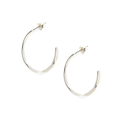 Silver Hoop Twist Earrings