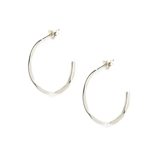 Silver Hoop Twist Earrings