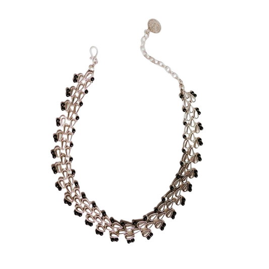 Black Onyx  Zinc and Silver Necklace