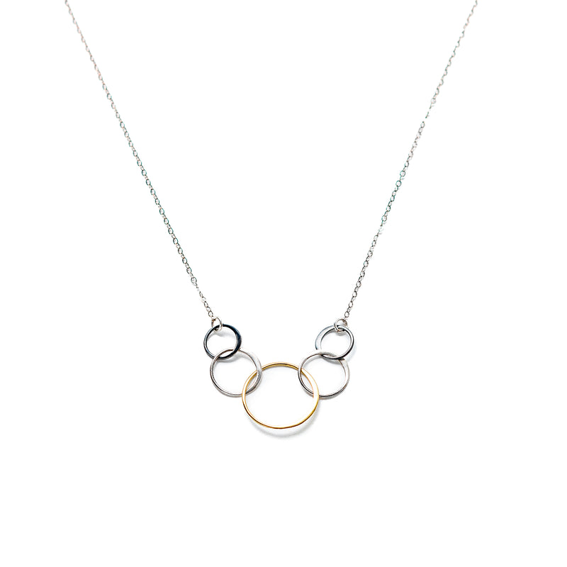 5 Interlocking Mixed Metal Circle Necklace