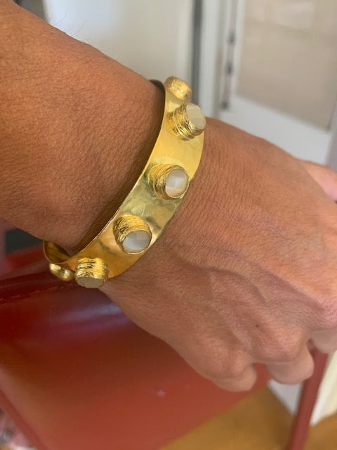 7 Stone White Rainbow Moonstone Bracelet