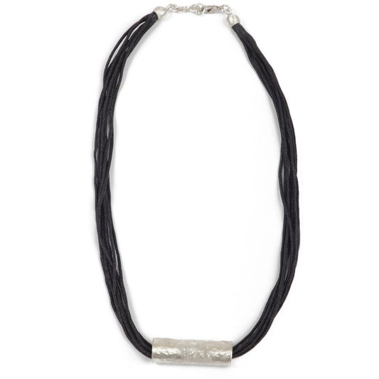 Necklace - Antika - Leather Hammered Silver Piece - Beksan Designs