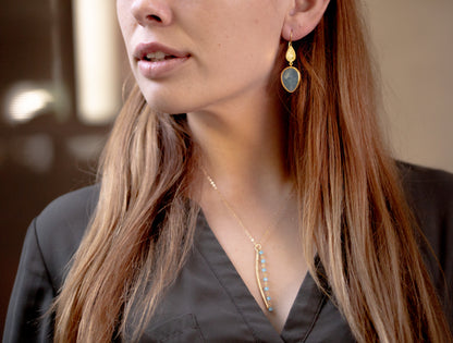 Chalcedony Bead Dangle Necklace