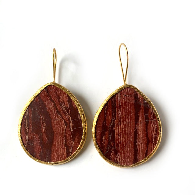 Red Agate Slice Earrings