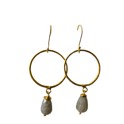 Labradorite Drop Circle Earrings