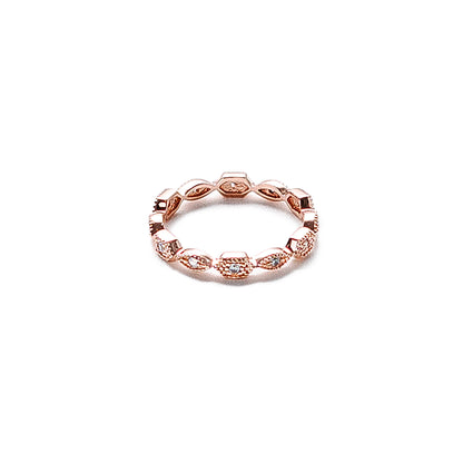 Crystal Antique Stack Ring (Rose Gold Vermeil)