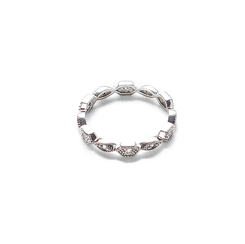 Crystal Antique Stack Ring (Silver)
