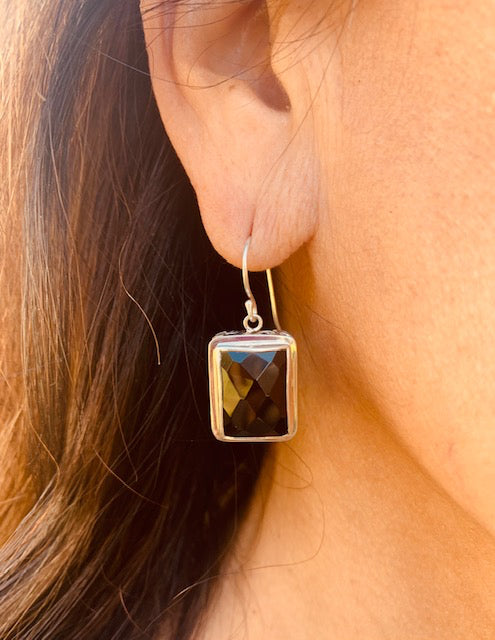 Black Onyx Earrings Sterling Silver