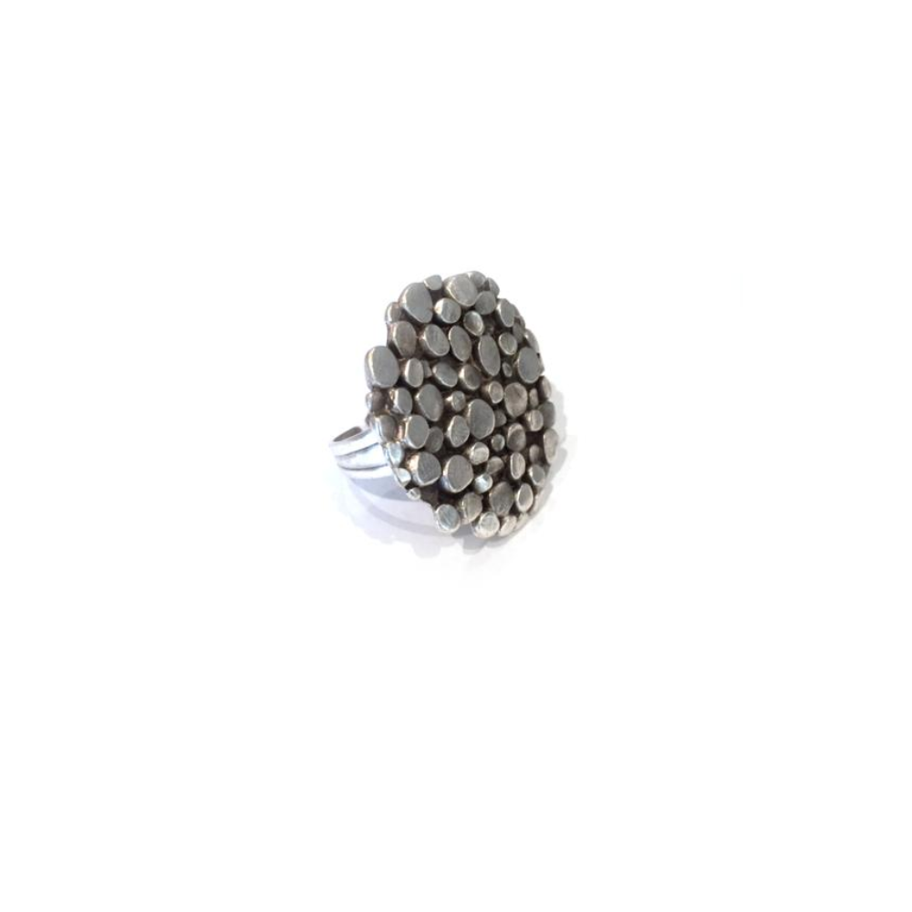 Zinc Silver Confetti Round Ring