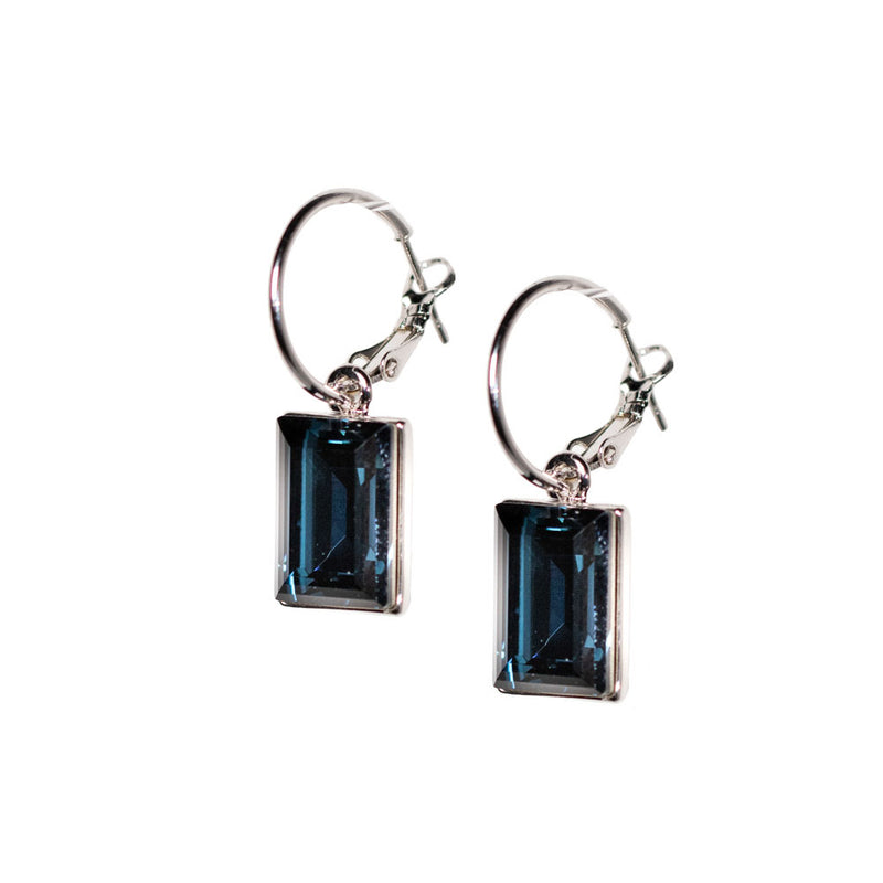 Midnight Blue Crystal Hoop Earrings