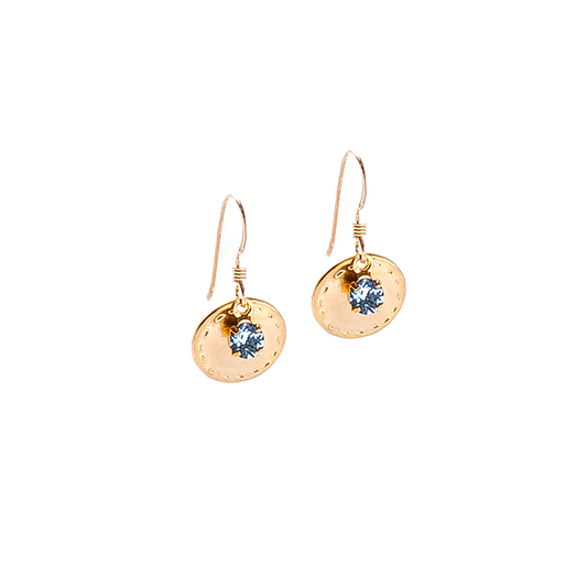 Blue Crystal Disc Earrings