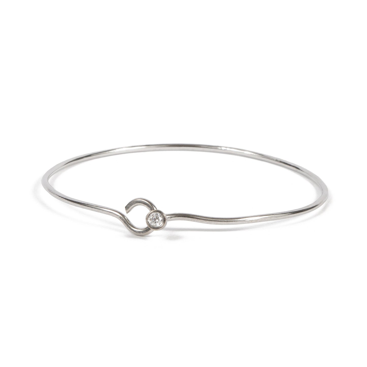 Bracelet - Antika -  Thin Bracelet with Crystal Stone - Silver - Beksan Designs