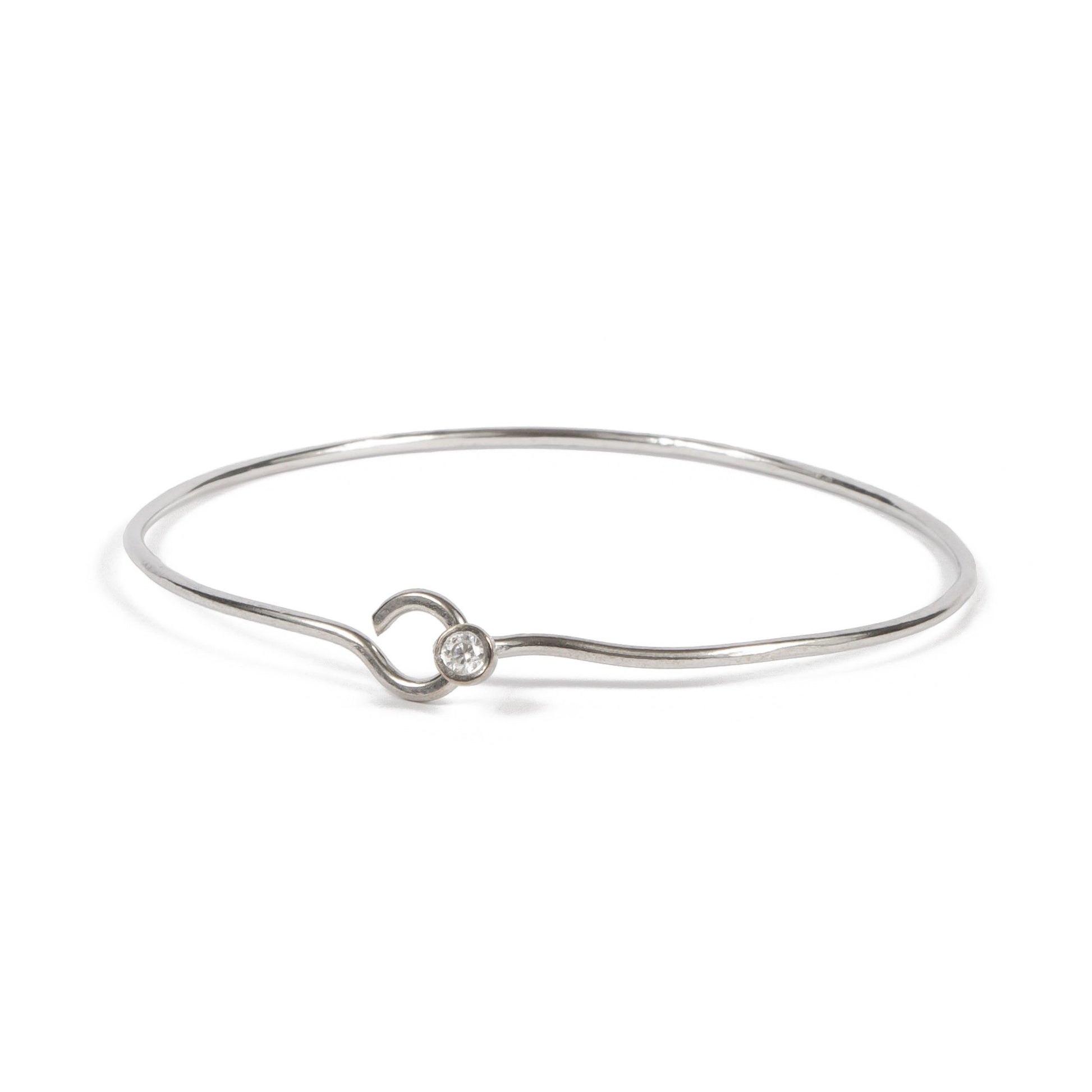 Bracelet - Antika -  Thin Bracelet with Crystal Stone - Silver - Beksan Designs