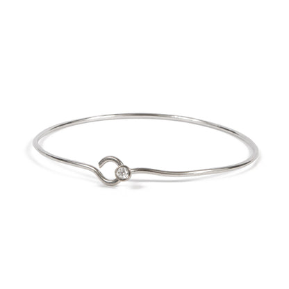Bracelet - Antika -  Thin Bracelet with Crystal Stone - Silver - Beksan Designs
