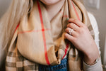 Scarf - Cotton & Silk - Camel Red and Black