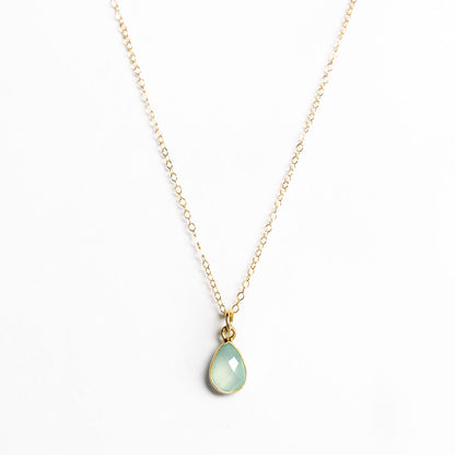Chalcedony Teardrop Pendant Necklace (available in gold fill and silver)