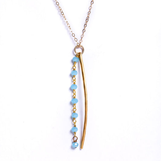 Chalcedony Bead Dangle Necklace