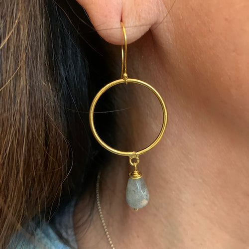 Labradorite Drop Circle Earrings