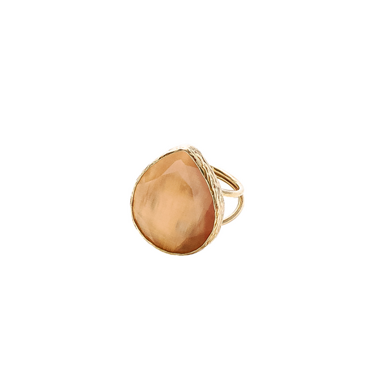 Citrine Crystal Cut Adjustable Statement Ring