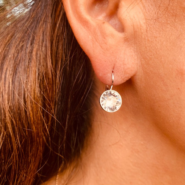 Clear Crystal Lever Back Earrings Gold Fill (also available in silver)