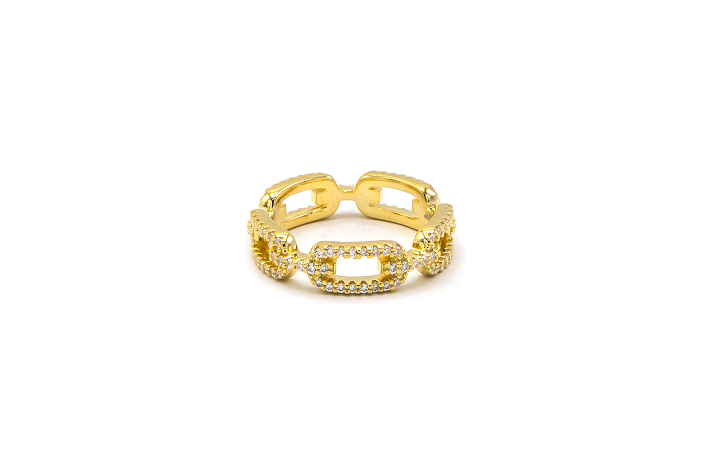 Crystal Chain Link Gold Fill Ring