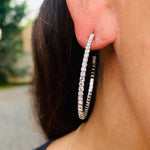 Crystal Half Hoop Earrings Silver Large