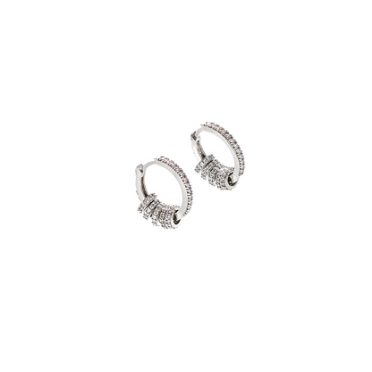 Clear Crystal Huggie Circle Hoop Earrings