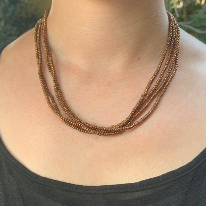 Crystal - Amber Crystal Small Bead Multi-Strand Necklace