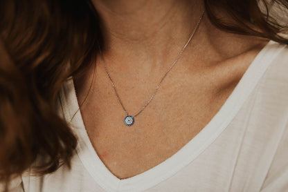 Modern Crystal Evil Eye Necklace Medium