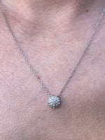 Crystal Pave Pendant Silver Necklace
