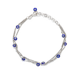 Silver Evil Eye Bracelet 3 Strand Chain