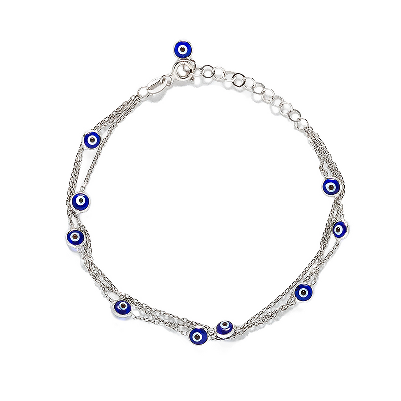 Silver Single Blue Evil Eye Bracelet | Goldmark (AU)