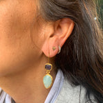 Earrings - Antika - Double Stone Amethyst and Aquamarine