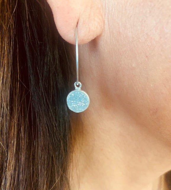Druzy Silver Drop Earrings