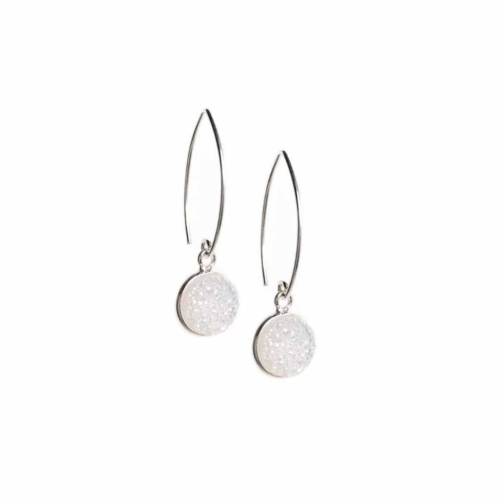 Druzy Silver Drop Earrings