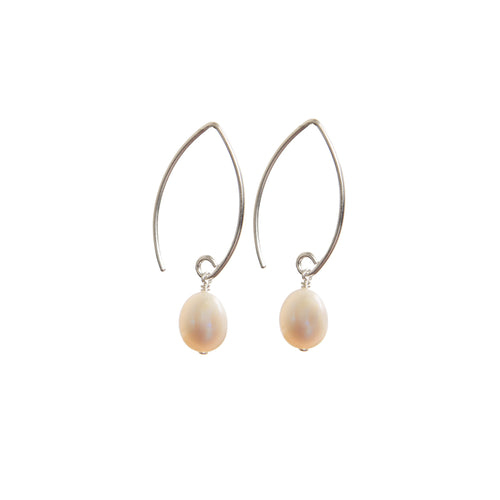 Earrings - Antika - 1/2 Hoop/Dangle Pearl - Beksan Designs