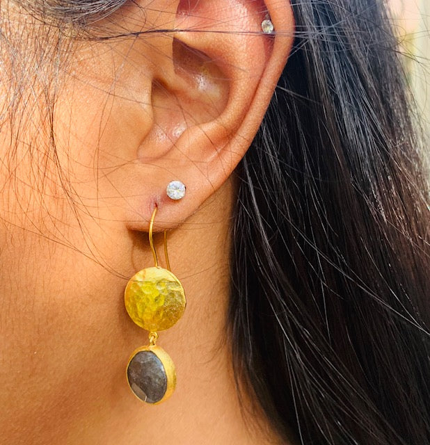 Labradorite and Gold FIll Earrings