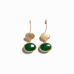 Jade stone and gold earrings