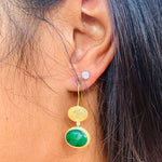 Jade stone and gold earrings