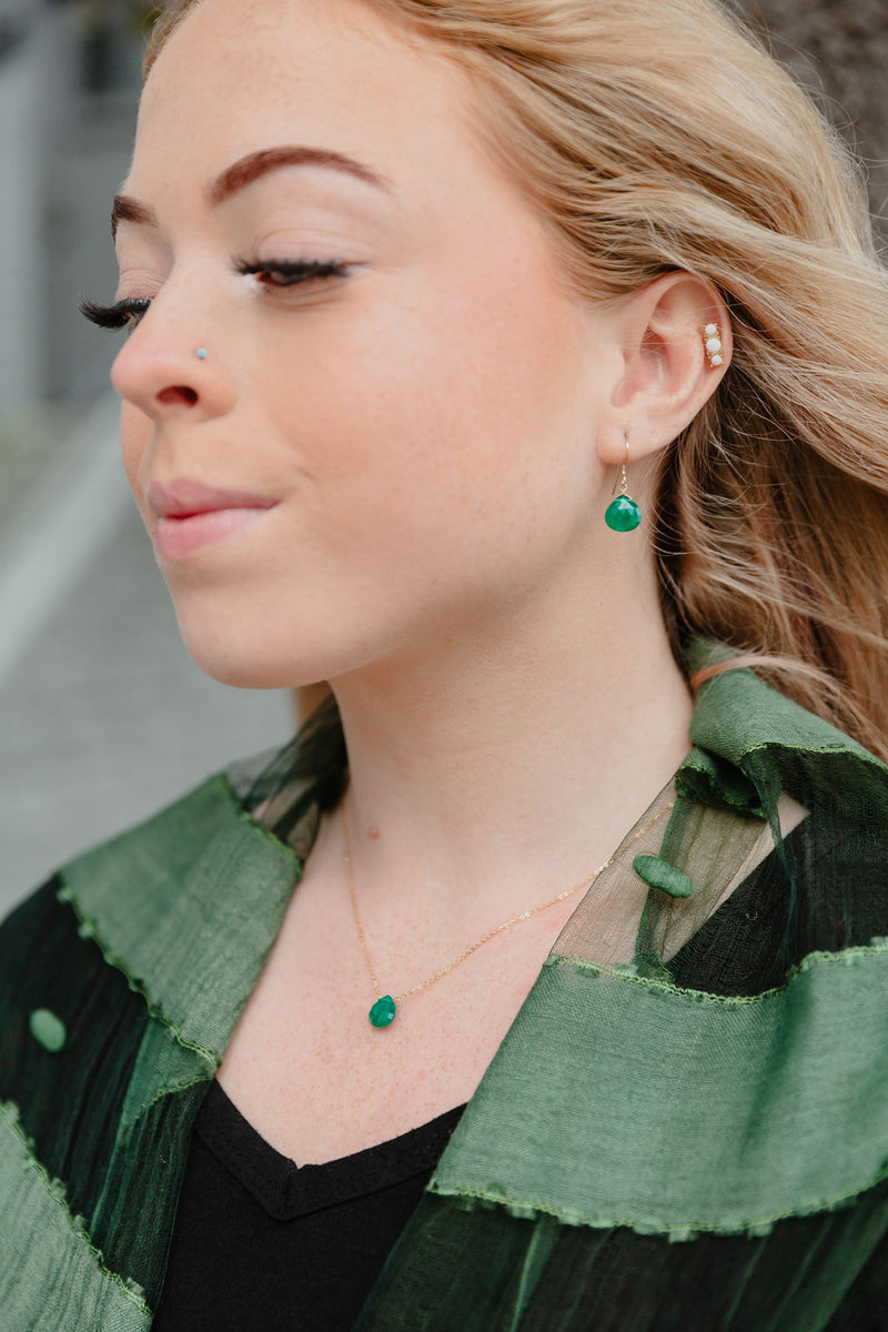 Emerald Quartz Drop Earrings