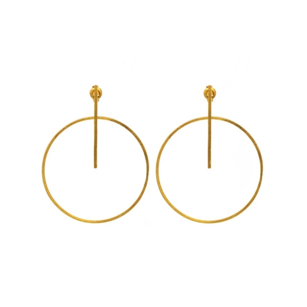 Geo Circle Bar Stud Earrings Medium