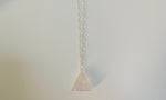 Triangle Rose Quartz Necklace (Silver Chain)