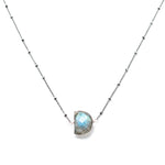 Labradorite  ½ Moon Pendant & Sterling Silver Chain Necklace