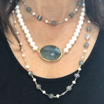 Labradorite and Pearl Statement Necklace